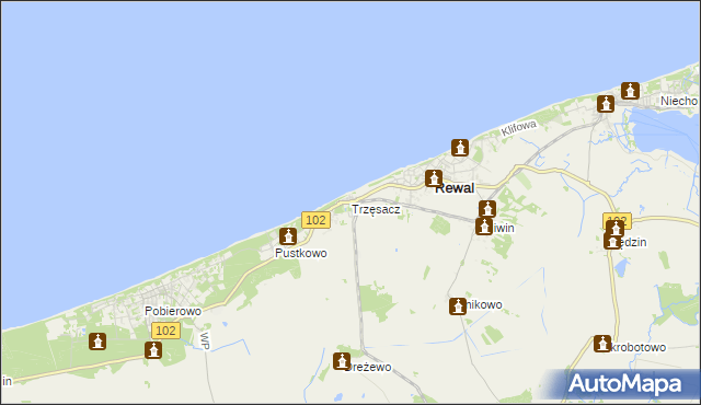 mapa Trzęsacz gmina Rewal, Trzęsacz gmina Rewal na mapie Targeo