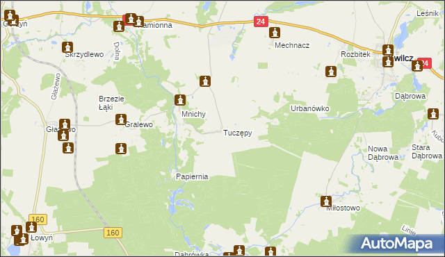 mapa Tuczępy gmina Międzychód, Tuczępy gmina Międzychód na mapie Targeo