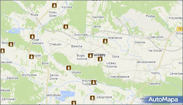 mapa Tuczępy powiat buski, Tuczępy powiat buski na mapie Targeo