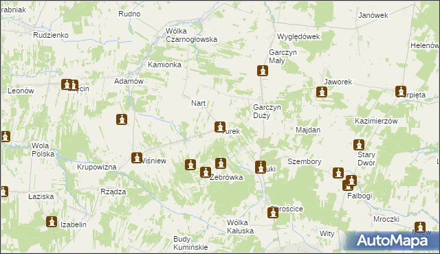 mapa Turek gmina Jakubów, Turek gmina Jakubów na mapie Targeo