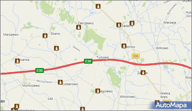 mapa Turkowo, Turkowo na mapie Targeo