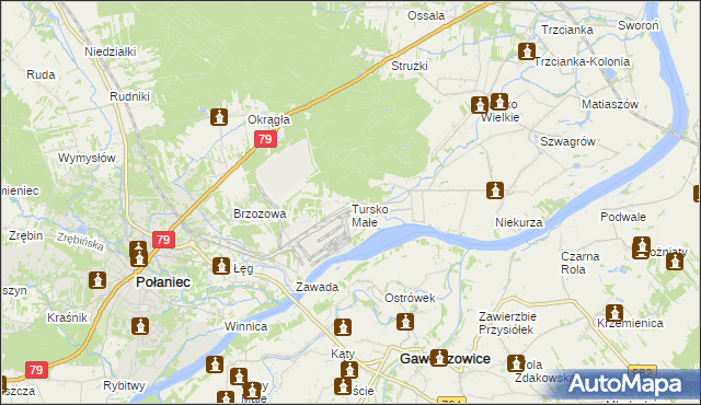 mapa Tursko Małe, Tursko Małe na mapie Targeo