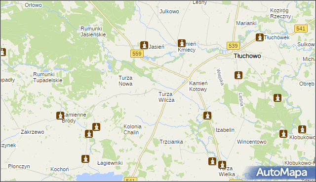 mapa Turza Wilcza, Turza Wilcza na mapie Targeo