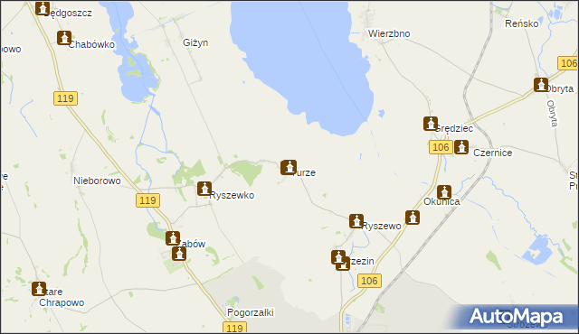 mapa Turze gmina Pyrzyce, Turze gmina Pyrzyce na mapie Targeo