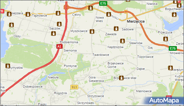 mapa Twardowice, Twardowice na mapie Targeo