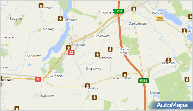 mapa Twardowo gmina Stęszew, Twardowo gmina Stęszew na mapie Targeo