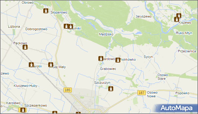 mapa Twardowo gmina Szamotuły, Twardowo gmina Szamotuły na mapie Targeo