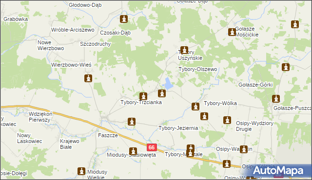 mapa Tybory-Kamianka, Tybory-Kamianka na mapie Targeo