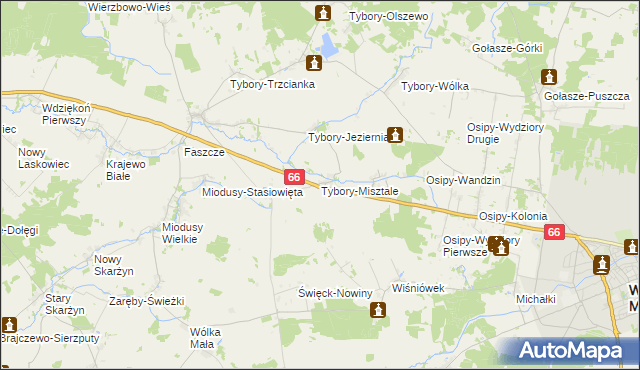 mapa Tybory-Misztale, Tybory-Misztale na mapie Targeo