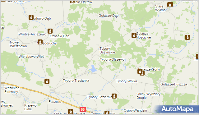 mapa Tybory-Olszewo, Tybory-Olszewo na mapie Targeo