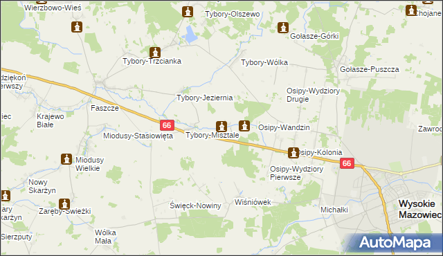 mapa Tybory-Żochy, Tybory-Żochy na mapie Targeo