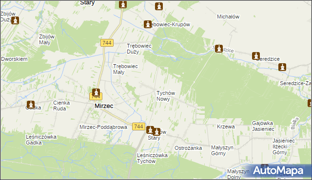 mapa Tychów Nowy, Tychów Nowy na mapie Targeo