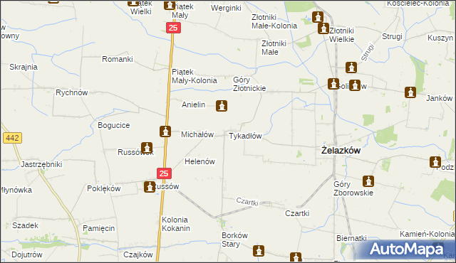 mapa Tykadłów, Tykadłów na mapie Targeo