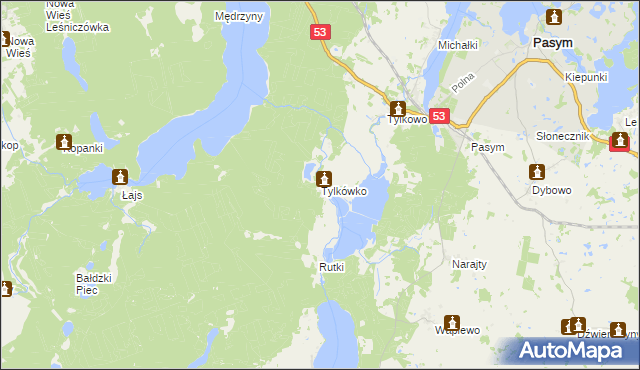 mapa Tylkówko, Tylkówko na mapie Targeo