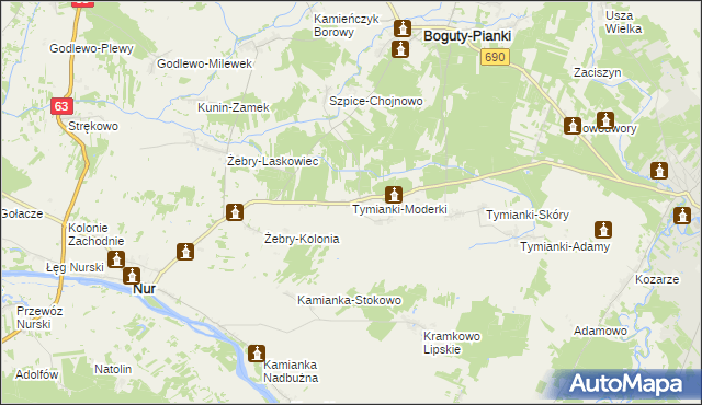 mapa Tymianki-Moderki, Tymianki-Moderki na mapie Targeo