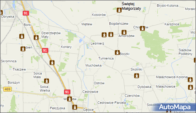 mapa Tymienica, Tymienica na mapie Targeo