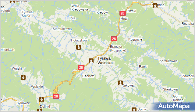 mapa Tyrawa Wołoska, Tyrawa Wołoska na mapie Targeo