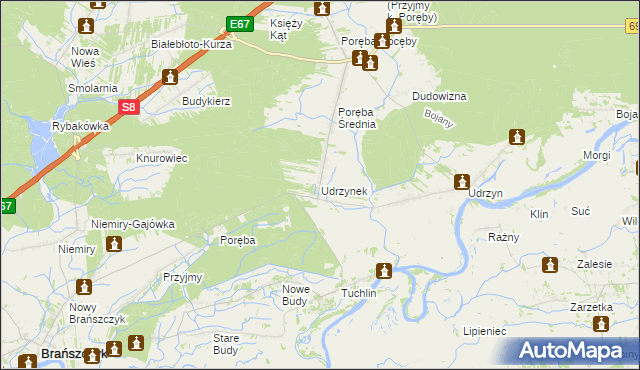 mapa Udrzynek, Udrzynek na mapie Targeo