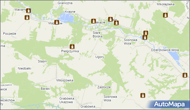 mapa Ugory gmina Józefów nad Wisłą, Ugory gmina Józefów nad Wisłą na mapie Targeo