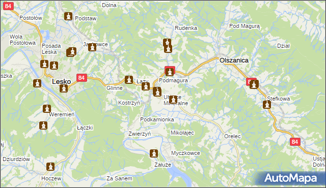 mapa Uherce Mineralne, Uherce Mineralne na mapie Targeo