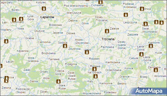 mapa Ujazd gmina Trzciana, Ujazd gmina Trzciana na mapie Targeo