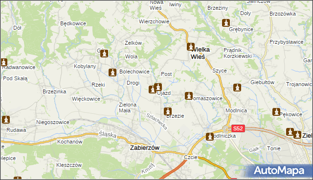 mapa Ujazd gmina Zabierzów, Ujazd gmina Zabierzów na mapie Targeo