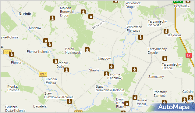 mapa Ujazdów gmina Nielisz, Ujazdów gmina Nielisz na mapie Targeo