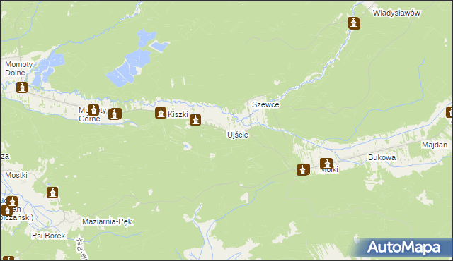 mapa Ujście gmina Janów Lubelski, Ujście gmina Janów Lubelski na mapie Targeo