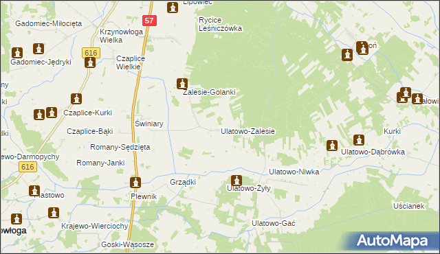 mapa Ulatowo-Zalesie, Ulatowo-Zalesie na mapie Targeo