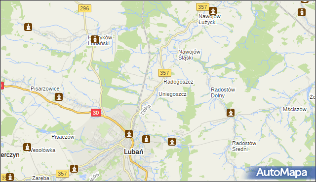 mapa Uniegoszcz, Uniegoszcz na mapie Targeo