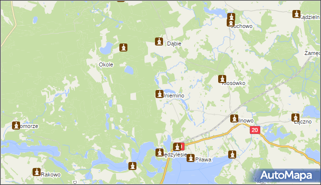 mapa Uniemino, Uniemino na mapie Targeo