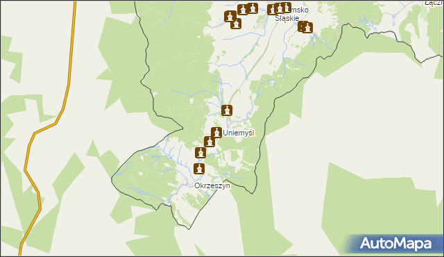 mapa Uniemyśl gmina Lubawka, Uniemyśl gmina Lubawka na mapie Targeo