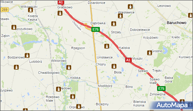 mapa Unisławice, Unisławice na mapie Targeo