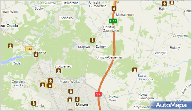 mapa Uniszki-Cegielnia, Uniszki-Cegielnia na mapie Targeo