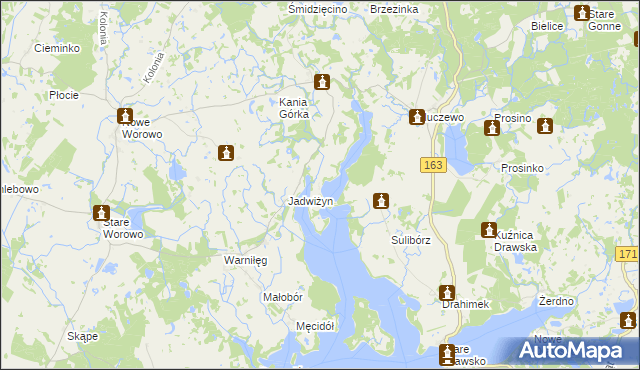 mapa Uraz gmina Złocieniec, Uraz gmina Złocieniec na mapie Targeo