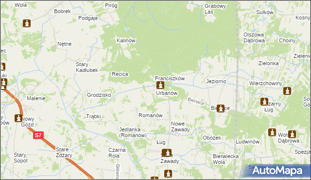 mapa Urbanów, Urbanów na mapie Targeo