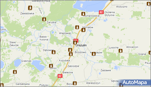 mapa Urszulin powiat włodawski, Urszulin powiat włodawski na mapie Targeo