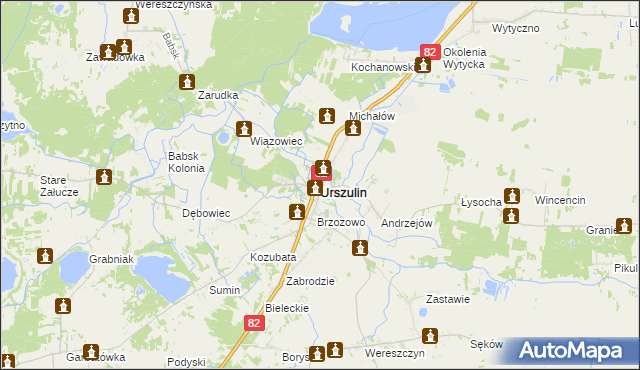 mapa Urszulin powiat włodawski, Urszulin powiat włodawski na mapie Targeo