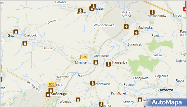mapa Urzejowice, Urzejowice na mapie Targeo