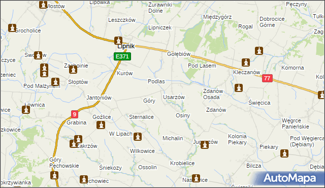 mapa Usarzów, Usarzów na mapie Targeo