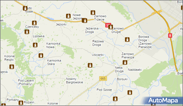 mapa Uścianki gmina Augustów, Uścianki gmina Augustów na mapie Targeo