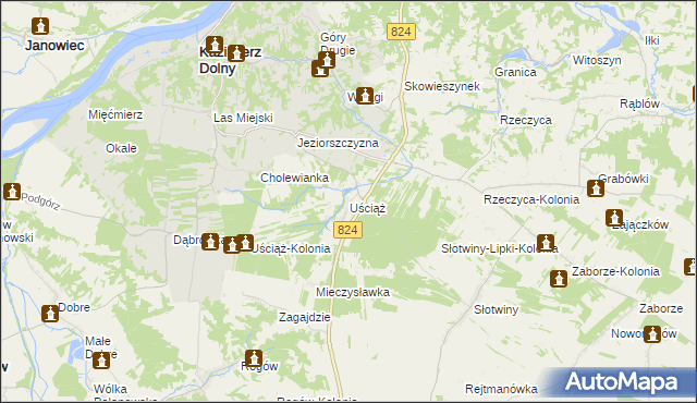 mapa Uściąż, Uściąż na mapie Targeo