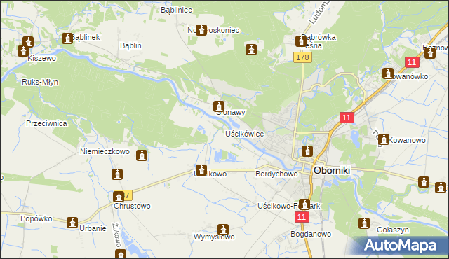 mapa Uścikówiec, Uścikówiec na mapie Targeo