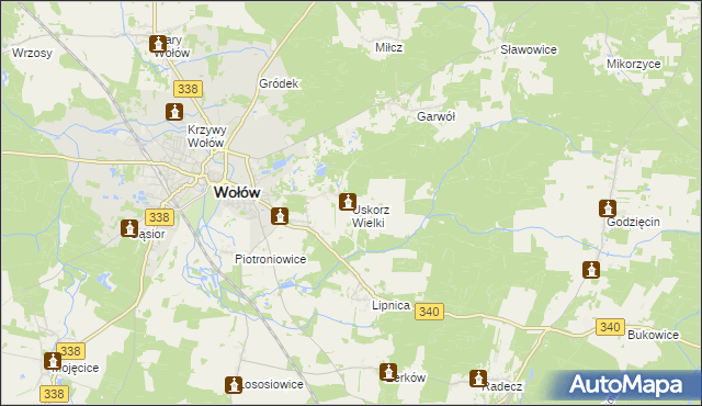 mapa Uskorz Wielki, Uskorz Wielki na mapie Targeo