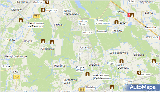 mapa Ustanów, Ustanów na mapie Targeo