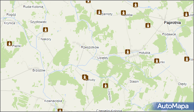 mapa Uziębły, Uziębły na mapie Targeo