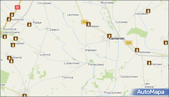 mapa Wąbiewo, Wąbiewo na mapie Targeo