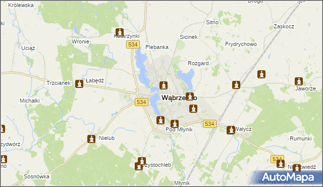 mapa Wąbrzeźno, Wąbrzeźno na mapie Targeo