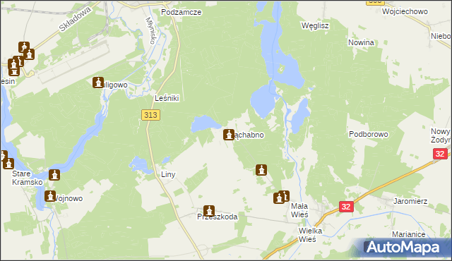 mapa Wąchabno, Wąchabno na mapie Targeo