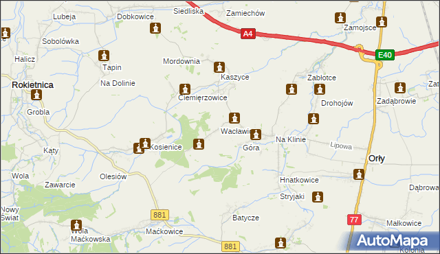 mapa Wacławice, Wacławice na mapie Targeo